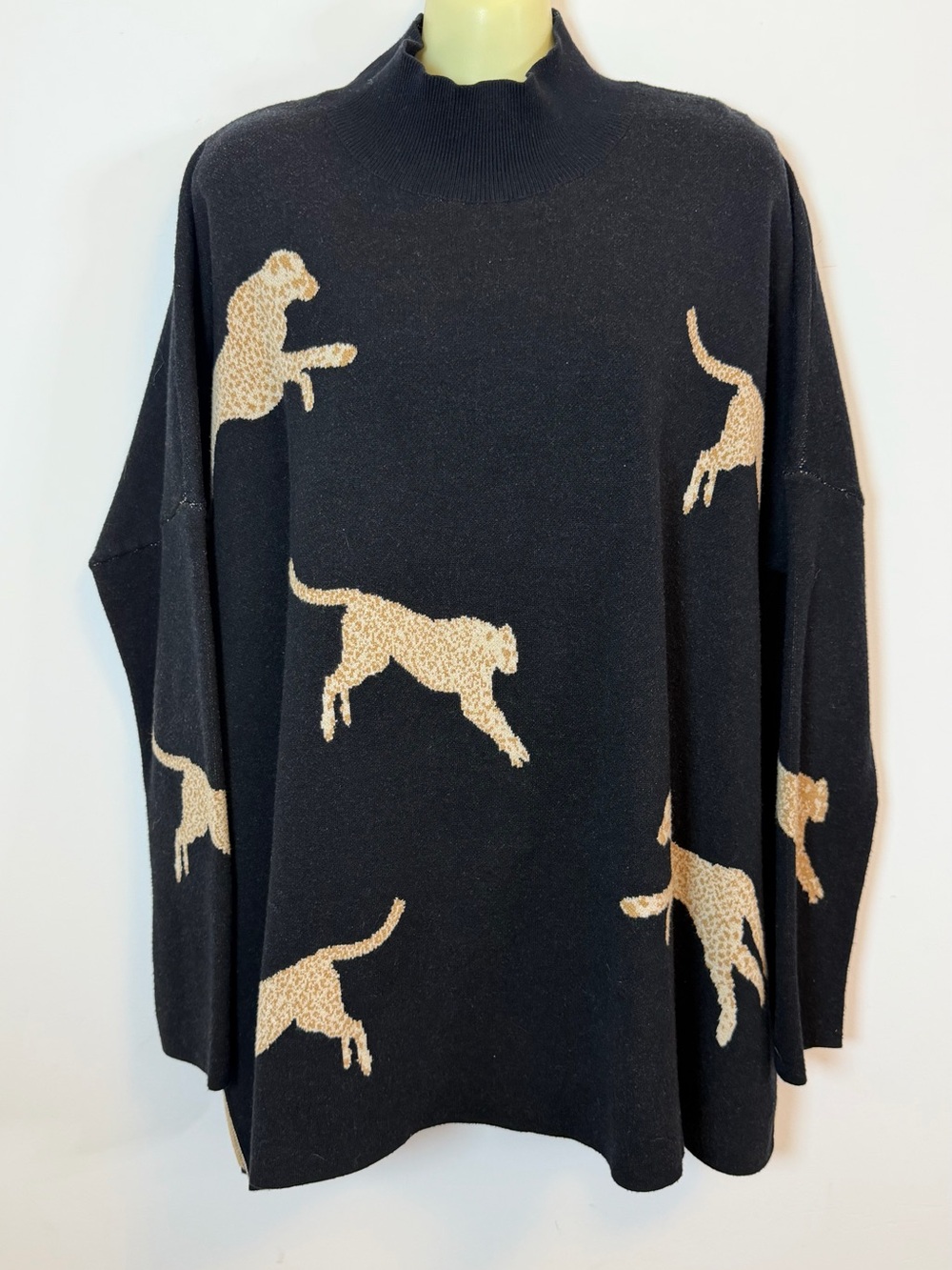 Entro Black Sweater with Ghost Leopard Print
